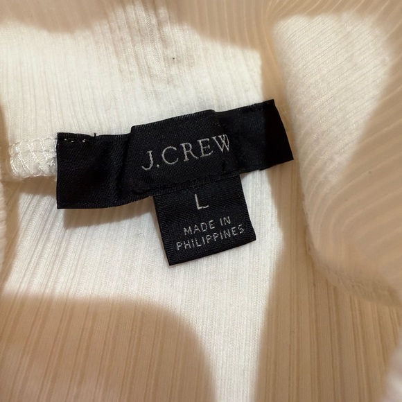 J. Crew Women’s Mock Neck Cream Long Sleeved Ribbed Top Size Large - Picture 5 of 7